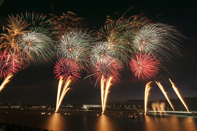 fireworks over Lake Burley Griffin