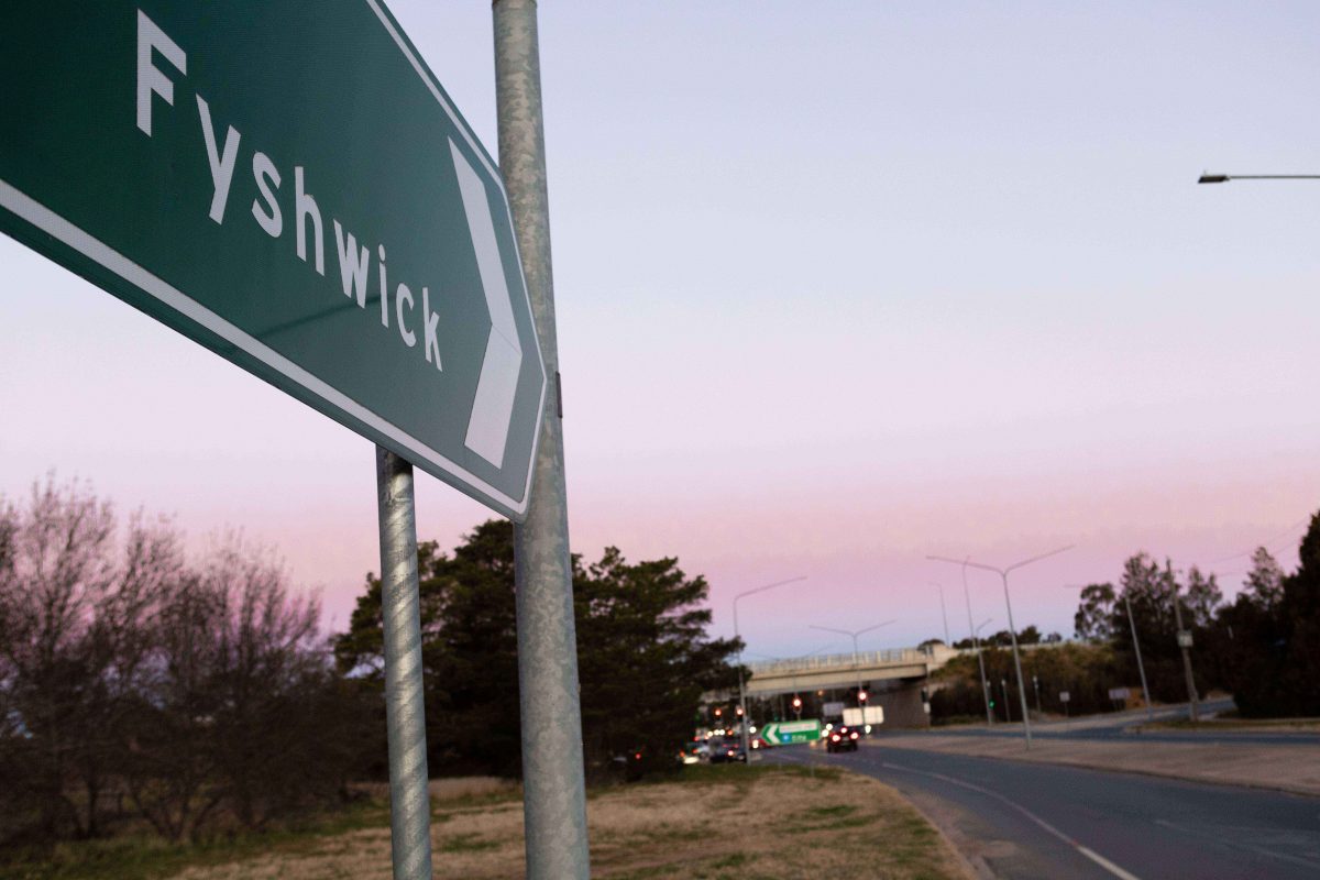 Road sign for Fyshwick in canberra