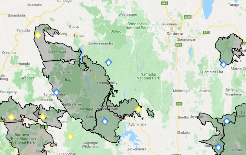 Fires near the ACT