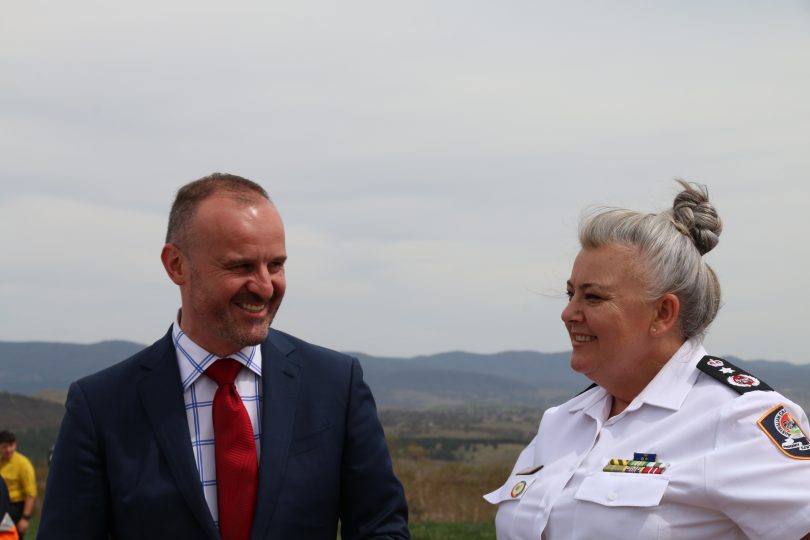 Chief Minister Andrew Barr (left) and ESA Commissioner Georgeina Whelan