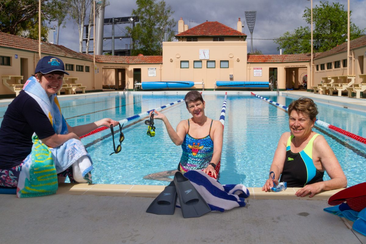 Friends of Manuka Pool members (L-R) Rebecca Scouller, Caroline Luke-Evered and Rosemary Hollow