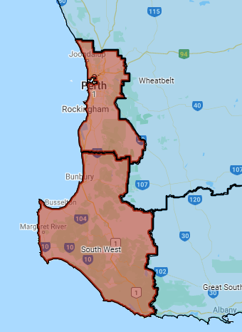 Map of Perth