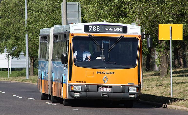 Orange Renault bus in Canberra