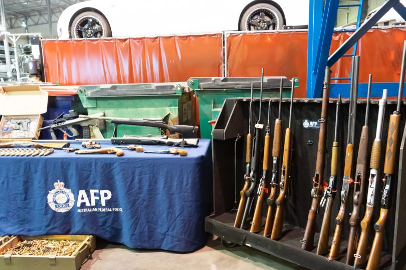 A table of seized firearms by Australian Federal Police