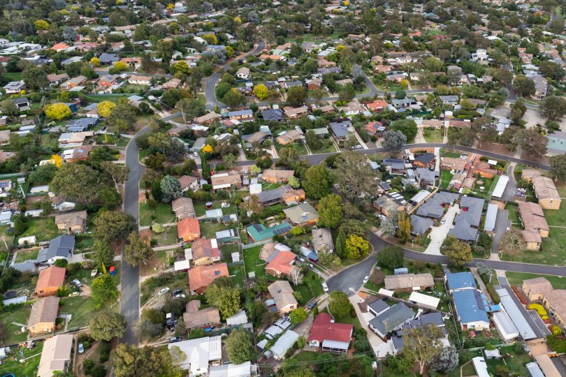 aerial view of Canberra suburb