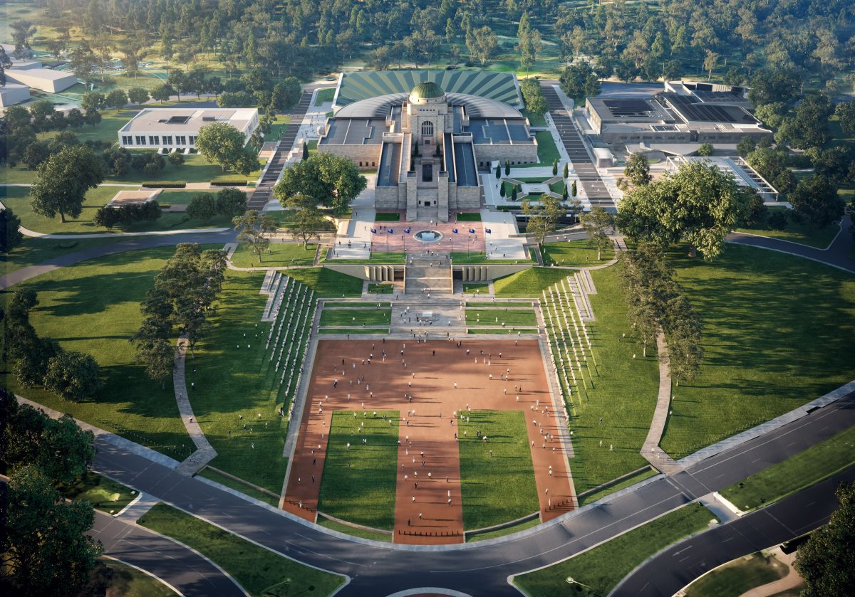 Aerial view of what the revamped War Memorial