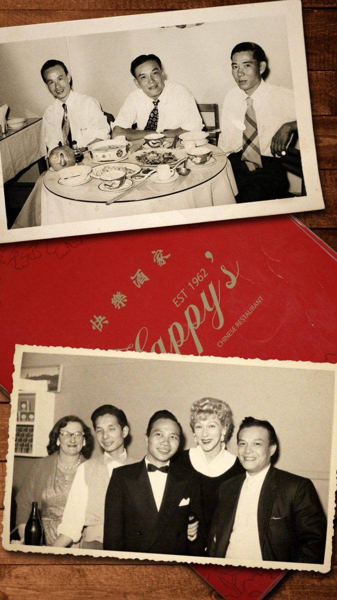 black and white photos on Happy's menu