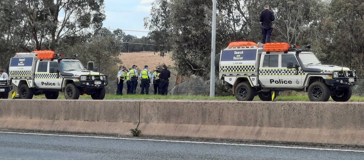 Police officers on Tuggeranong Parkway