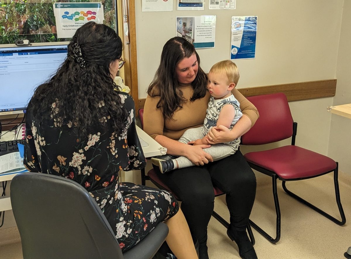 mother and child in doctor's office