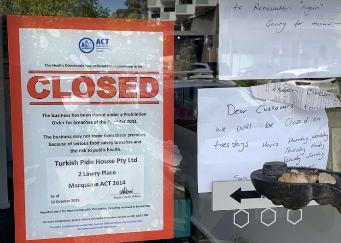 health notice on kebab shop
