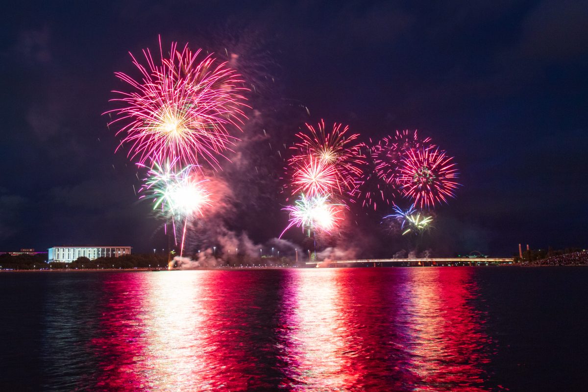 fireworks above Lake Burley Griffin