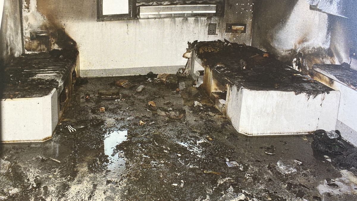 fire damage to prison cell