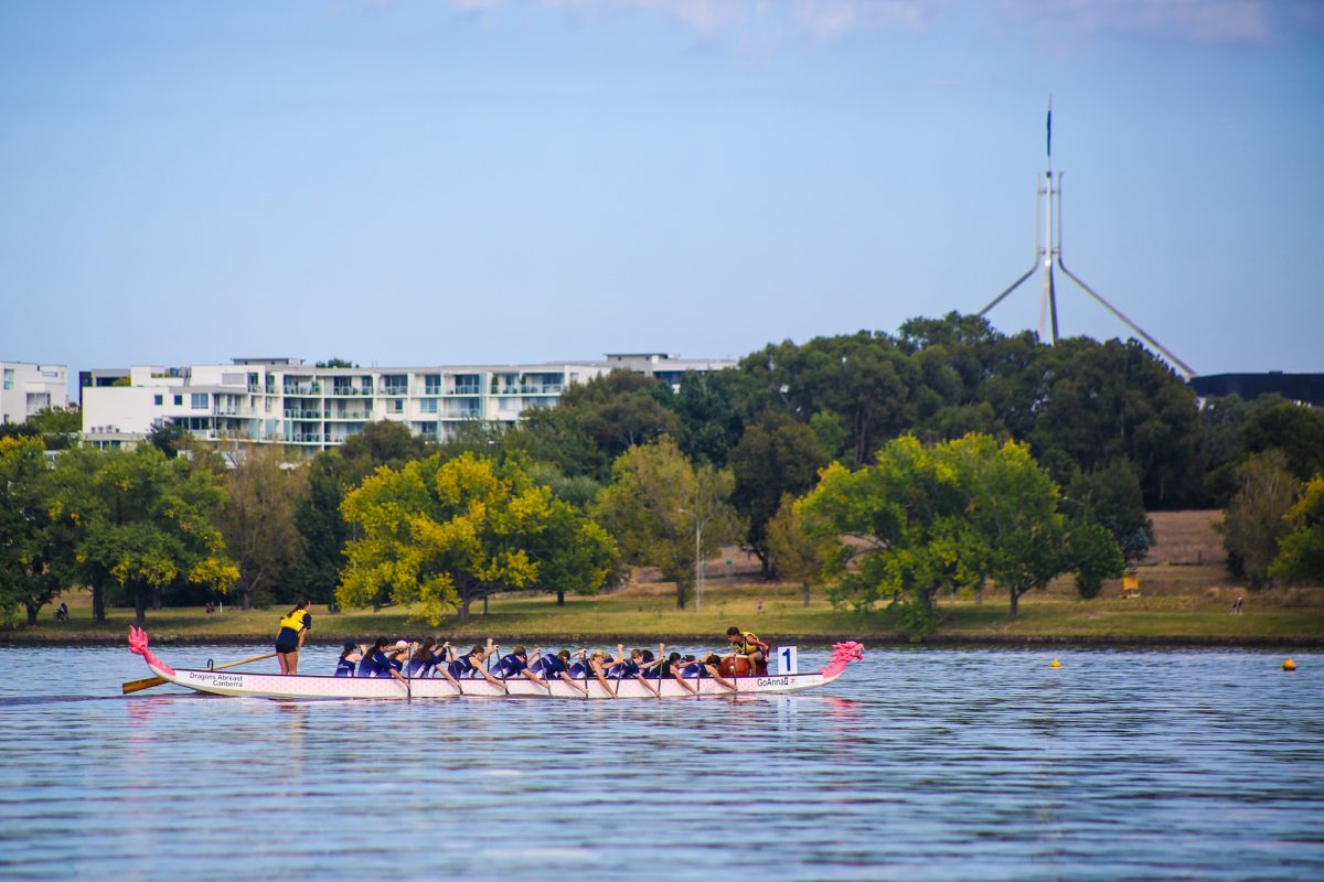 Dragon Boat ACT crew on Lake Burley Griffin.