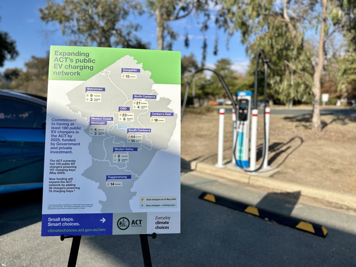 EV charger map of Canberra