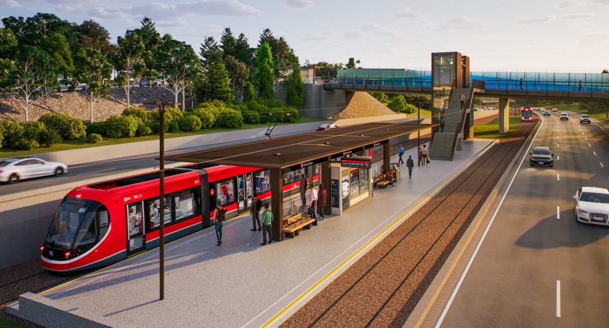 render of light rail stop