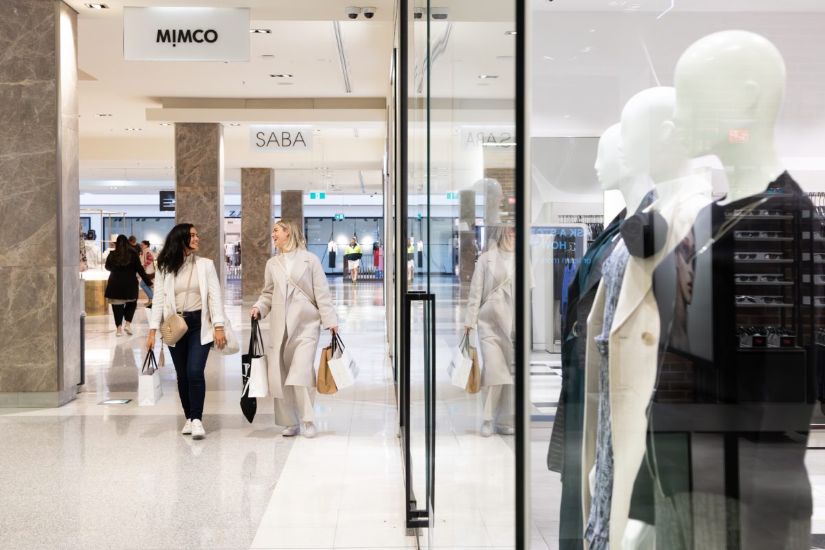 Two ladies walking in the Canberra Centre