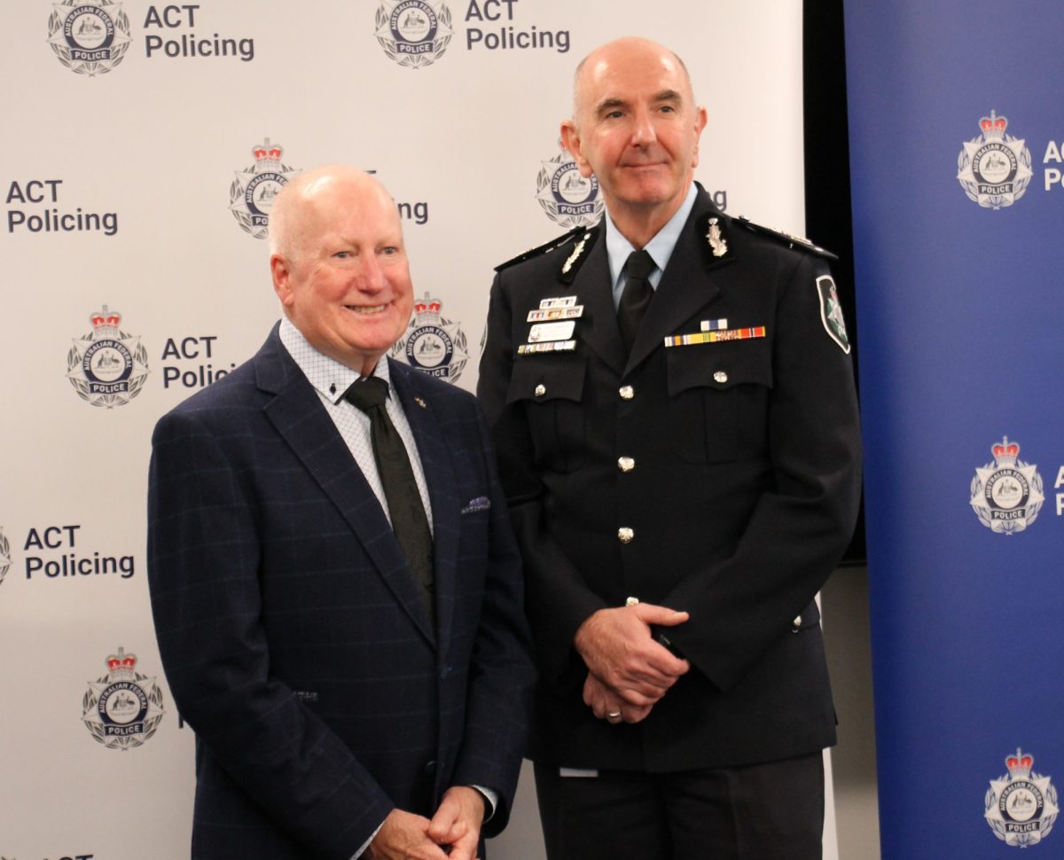 Minister for the Police and Crime Prevention Mick Gentleman and Chief Police Officer Scott Lee at the new unit's launch on Friday