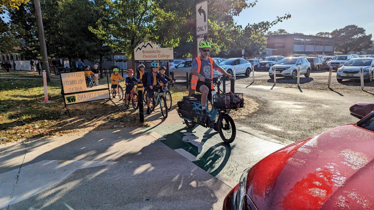 Riding a bike to school