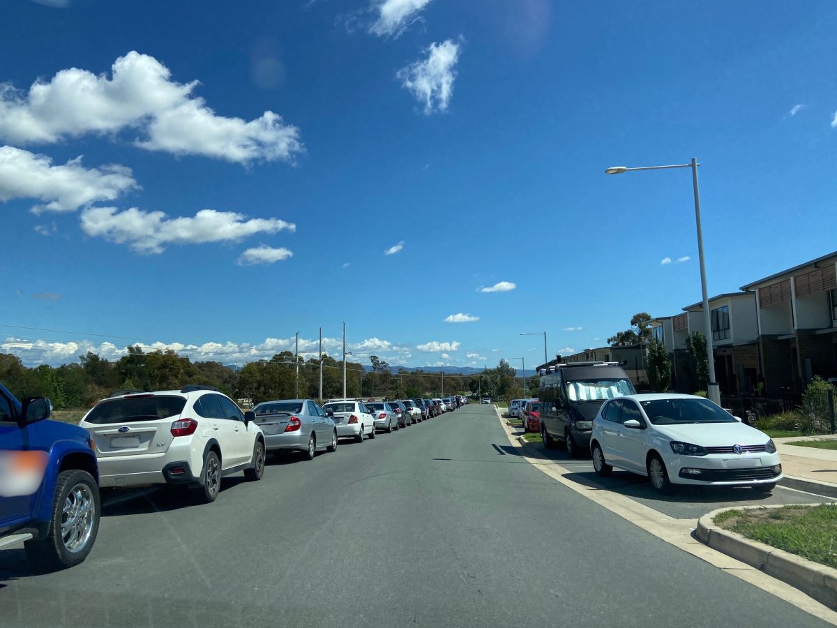 Wanderlight Avenue, Lawson, at peak parking time - blurred plates