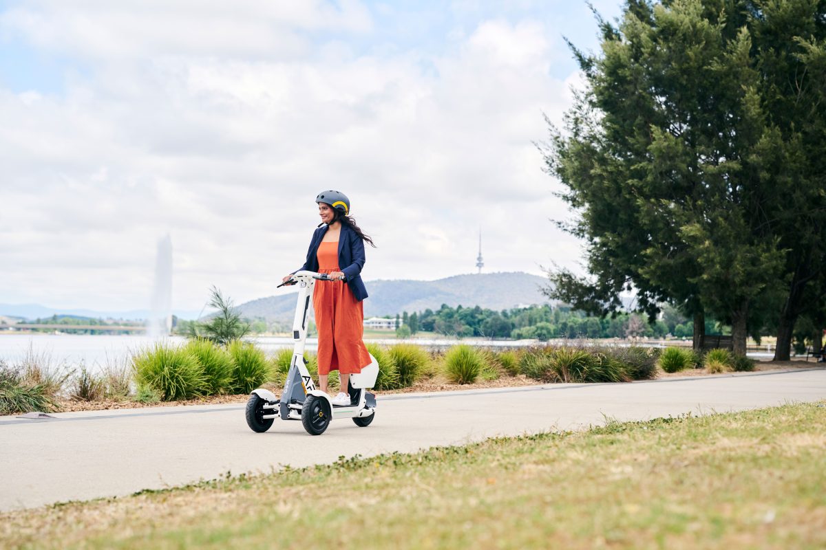 woman with scooter