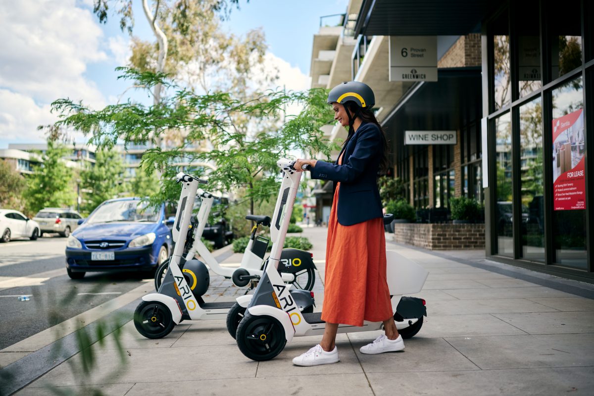 woman with scooter