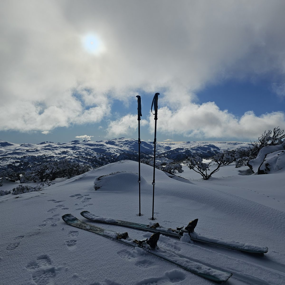 A pair of skis in the Kosciuszcko back country