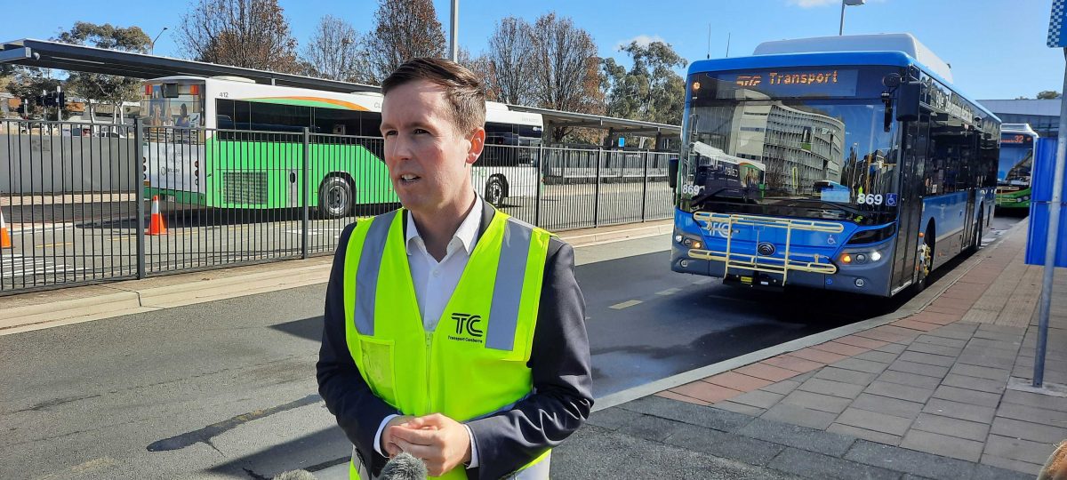 Treasurer and Transport Minister Chris Steel at Belconnen Interchange: "We want to see what difference this will make."