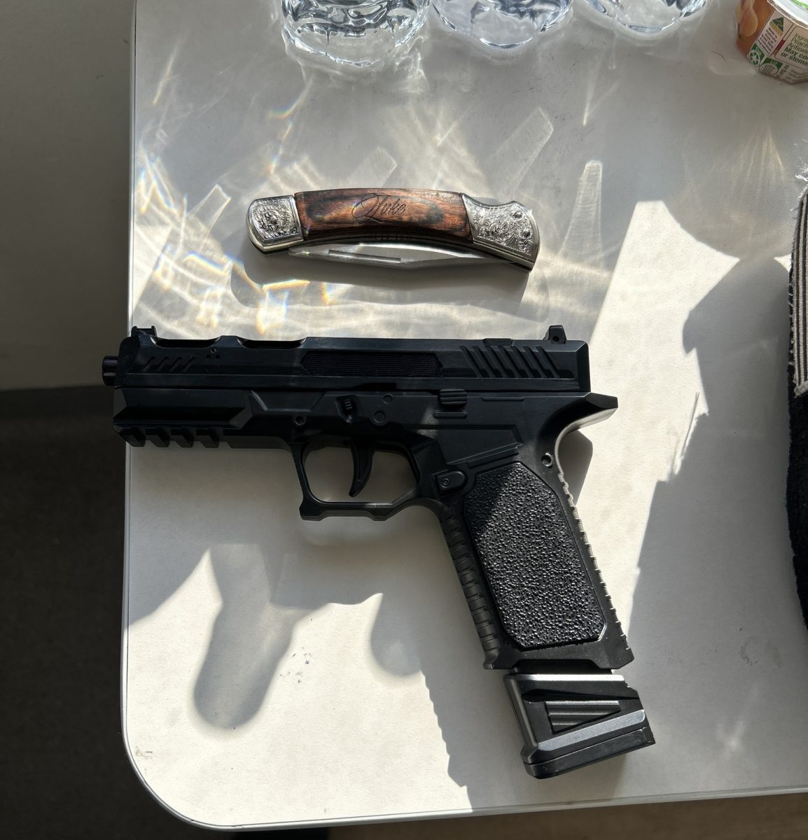 knife and gel blaster