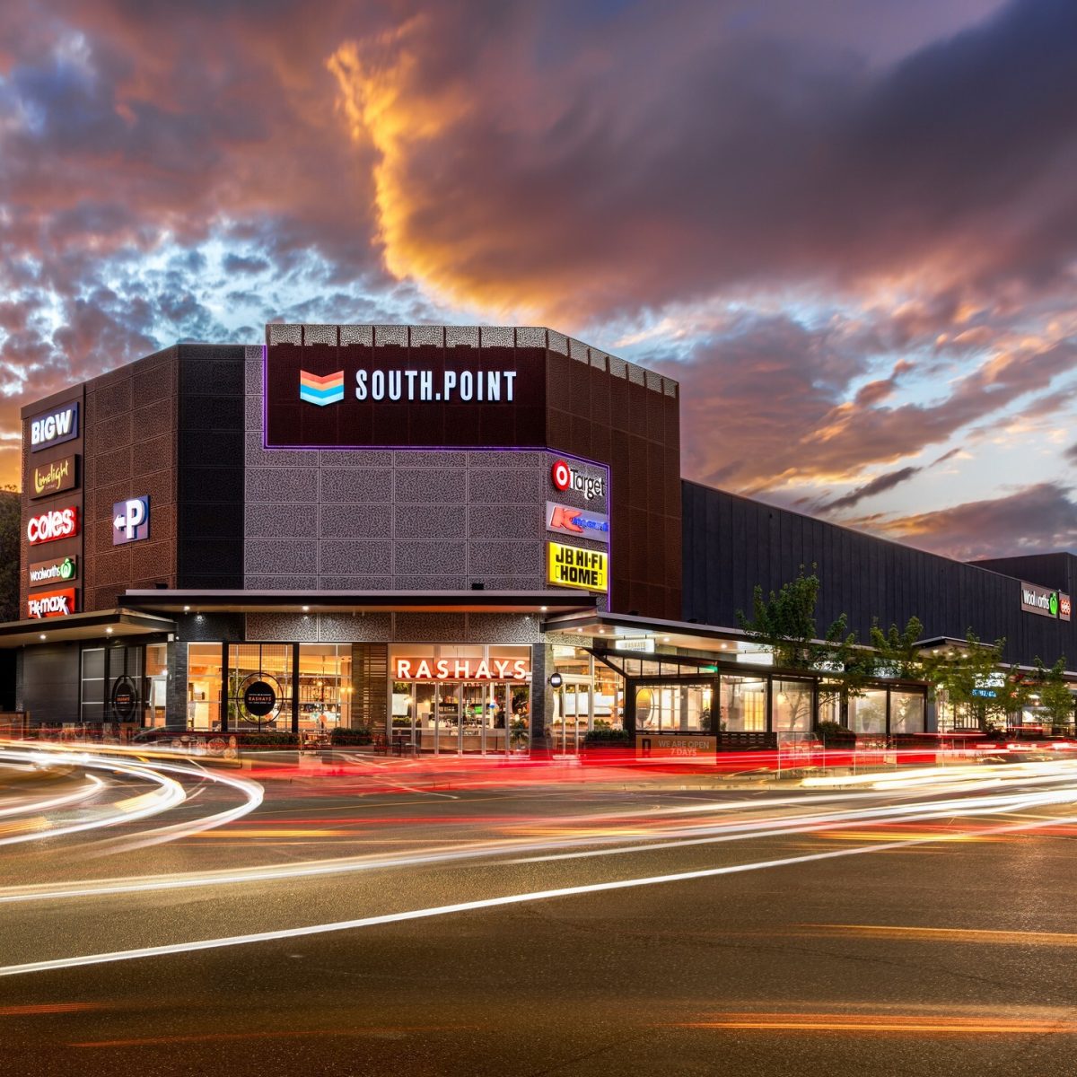South Point Tuggeranong facade at night