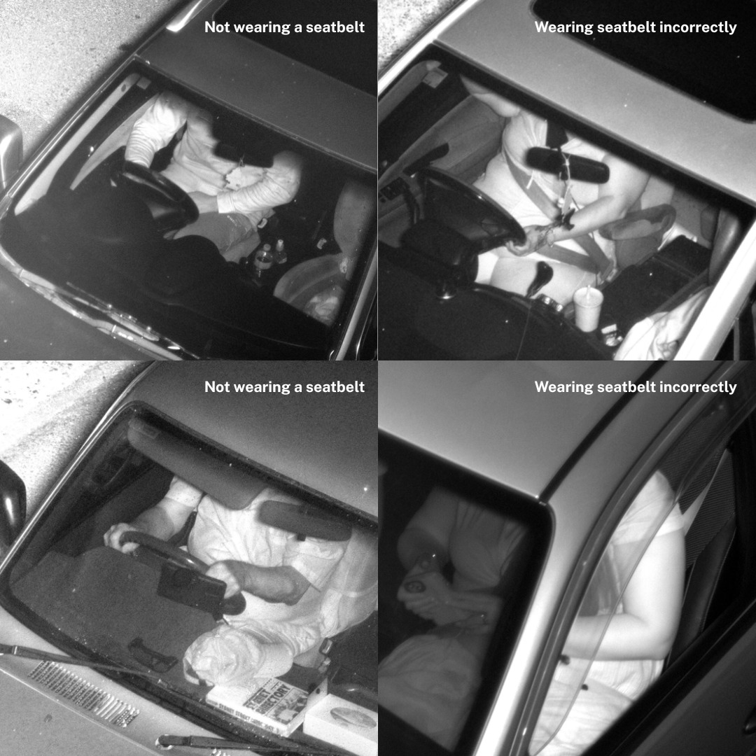 examples of seatbelt offences captured by cameras
