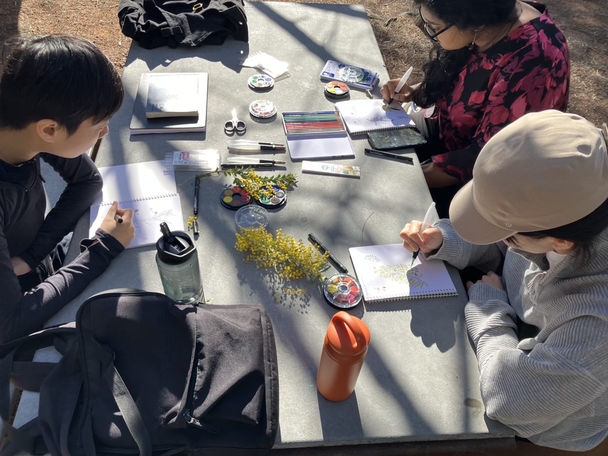 Young people write a table