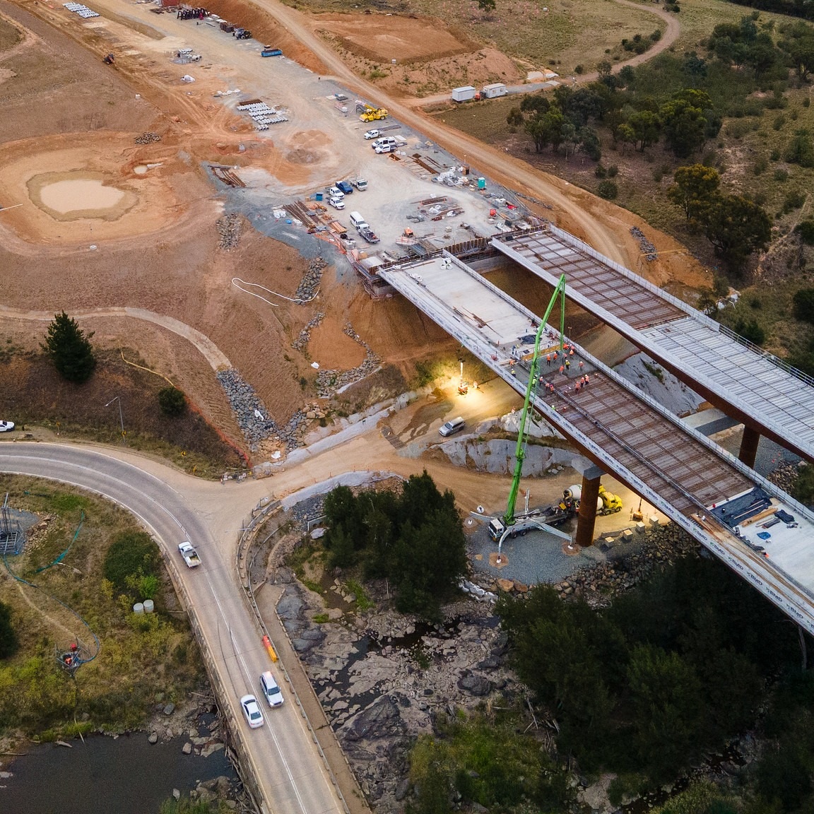 aerial view of road works at Coppins Crossing