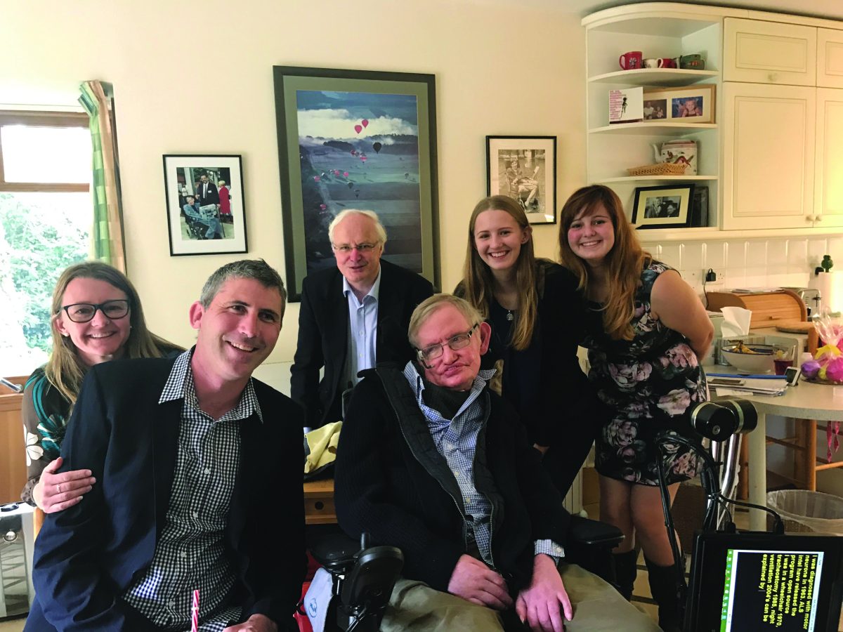 Justin Yerbury and family with Stephen Hawking in 2017.
