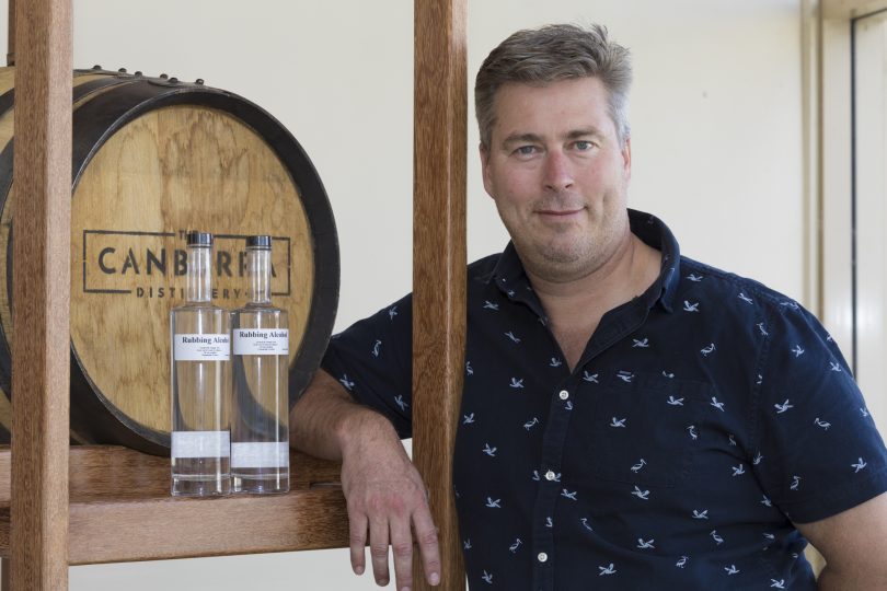 Tim Reardon of The Canberra Distillery with his rubbing alcohol.