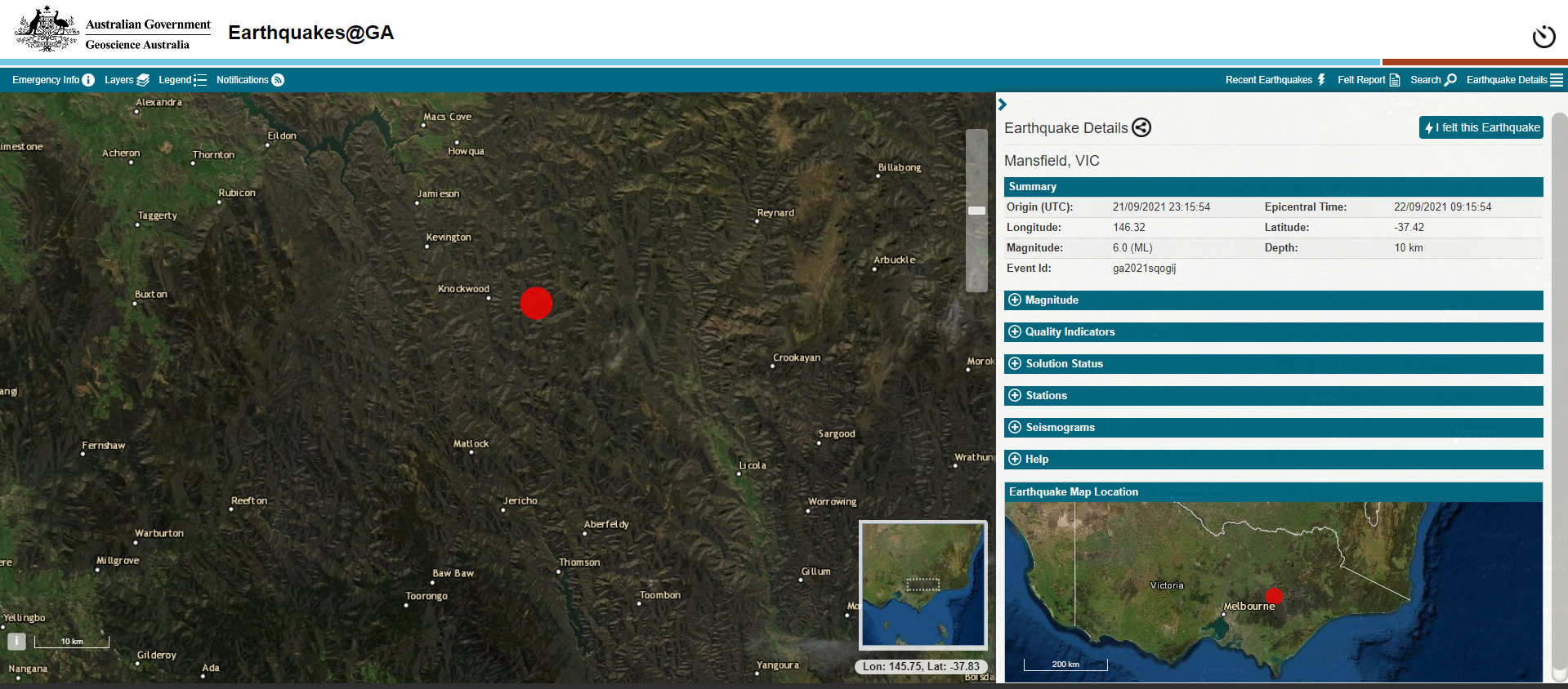 墨尔本发生5.8级地震，堪培拉和新州东南地区均有震感
